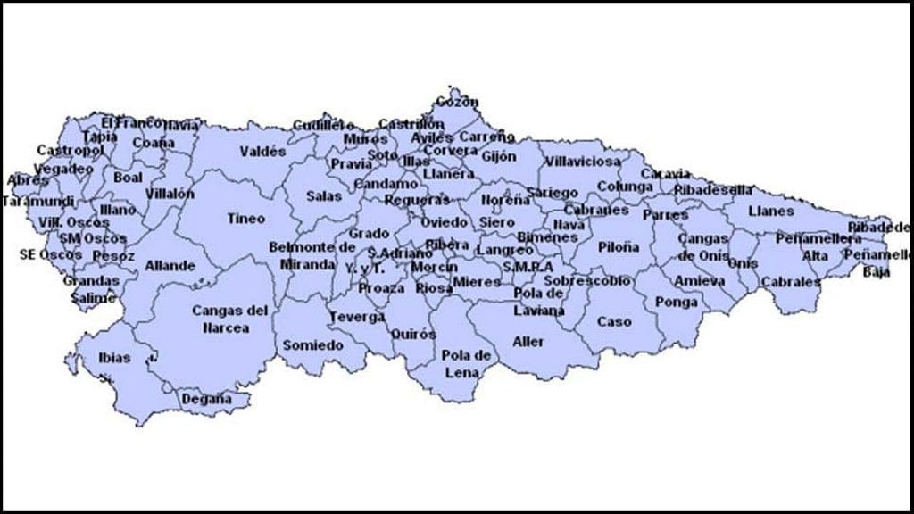 mapa de pueblos de Asturias