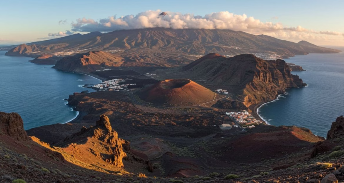 Vista panorámica de Tenerife con el Teide y los acantilados costeros - Itinerario de 4 días en Tenerife